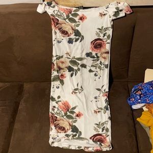 White floral tight dress